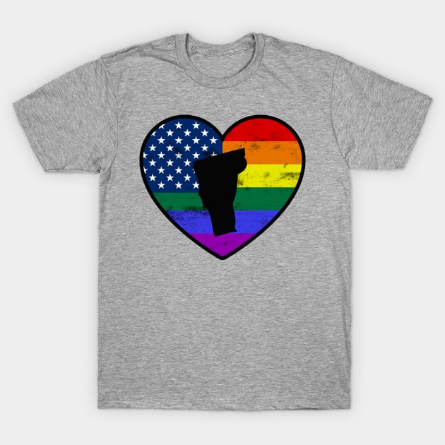 Vermont United States Gay Pride Flag Heart T-Shirt by TextTees